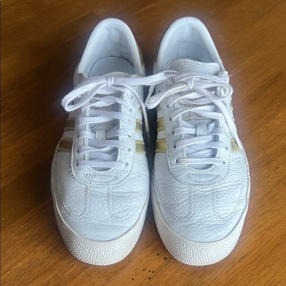 adidas White and Gold Women's leather Sneakers